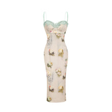 Sanne floral-print lace-trim midi dress