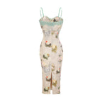 Sanne floral-print lace-trim midi dress