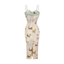 Sanne floral-print lace-trim midi dress